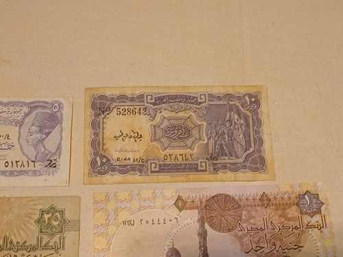 Billetes De Egipto Antiguos One Pound Piastres Son 4