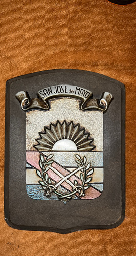  Escudo De San Jose De Mayo, Metal Y Madera Antiguo 