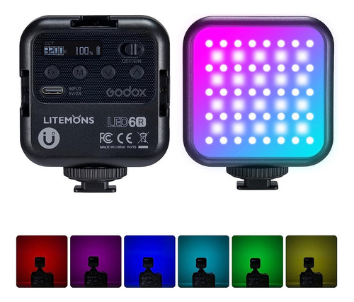 Lámpara Led Mini Rgb Cct Vlogging 6r Godox Color De La Estructura Negro