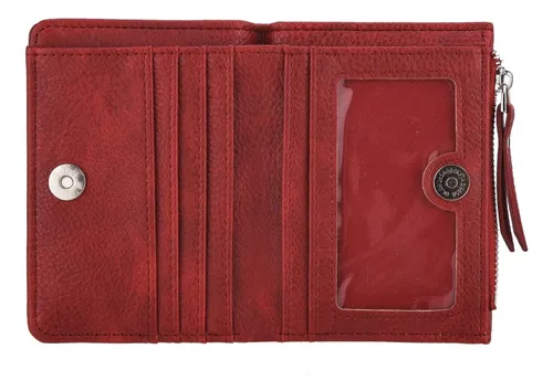Monedero Billetera Dama Brasil Terrano Rojo Liso