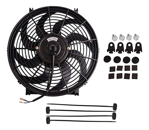 Negro 14inch 12v Push / Pull Enfriamiento De Del Motor +