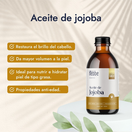 Imagen 5 de 9 de Aceite De Jojoba Puro (prensado En Frio) 250 Ml