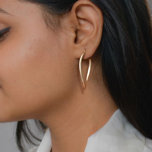 Arracada Tubular Torcido Oro 14k Aretes De Oro Niña Mujer