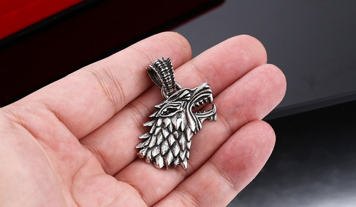 Collar Acero Inoxidable Game Of Thrones Lobo Stark Hombre