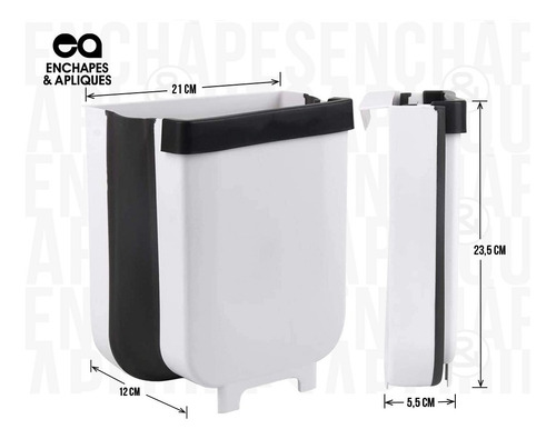 Imagen 2 de 4 de Basurera Cocina Portátil Pvc Plegable Blanco O Marrón 5 Lts