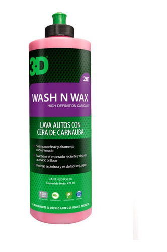 3d Wash N Wax - Shampoo Ph Neutro Con Cera - Allshine