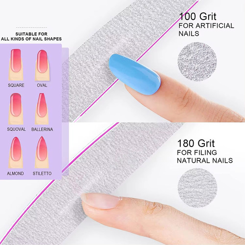 Juego De 25 Limas De Uñas Profesionales, Lima De Uñas Cuadra