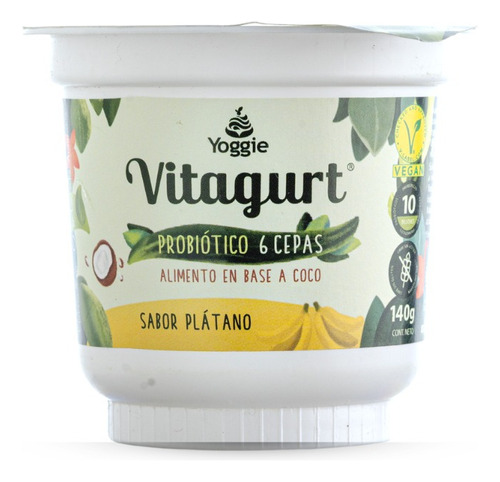 Vitagurt Probiótico, 6 Cepas, Base Coco 140g - Sabor Plátano