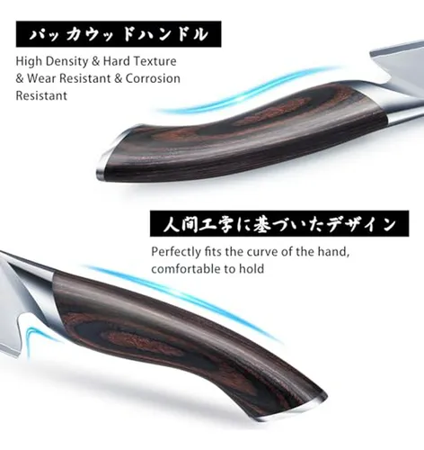 Set De 8 Cuchillos De Cocina Japoneses Aus-10 Con Bloque Y T