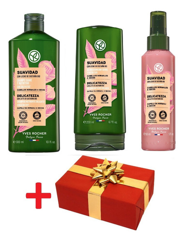 Yves Rocher Kit Suave Nutritivo Shampoo Acondicionador Spray