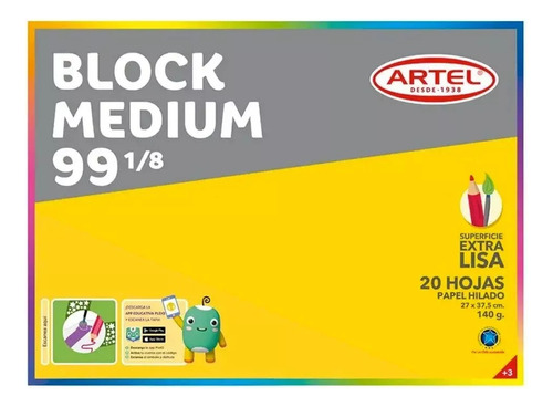 Block De Dibujo Medio N°99 1/8 20 Hojas Artel