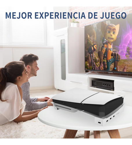 Soporte Horizontal Con 4 Usb Para Consola Ps5 Slim/pro