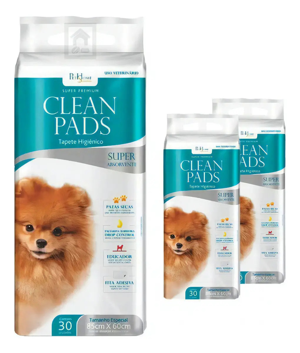 Kit 3 Tapetes Higiênicos Clean Pads C/30 Unidades - 85x60cm