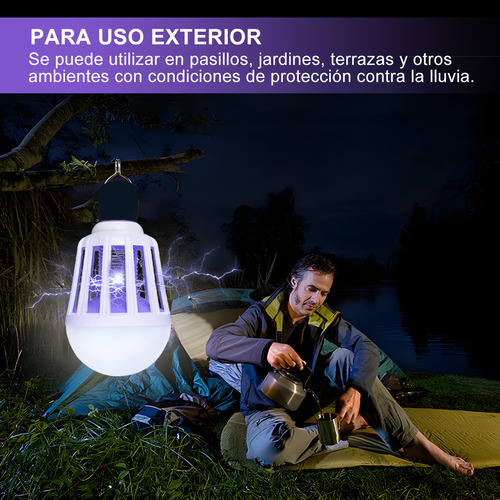 Mata Mosquitos Electrico, 3en 1 Lámpara Mata Mosquitos Con Luz Led, Resistente Al Agua Mosquito Killer, 15w Mata Moscas Electrico Con Enchufe Roscado E27, Puede Iluminar La Luz (blance*1)