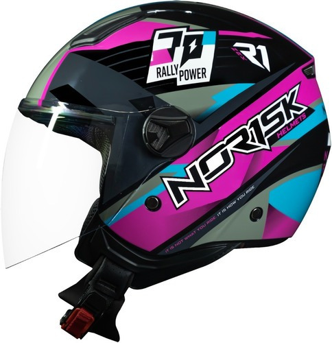 Capacete Aberto Norisk Orion R1 Rosa/azul Pink @# Tamanho do capacete 58/M