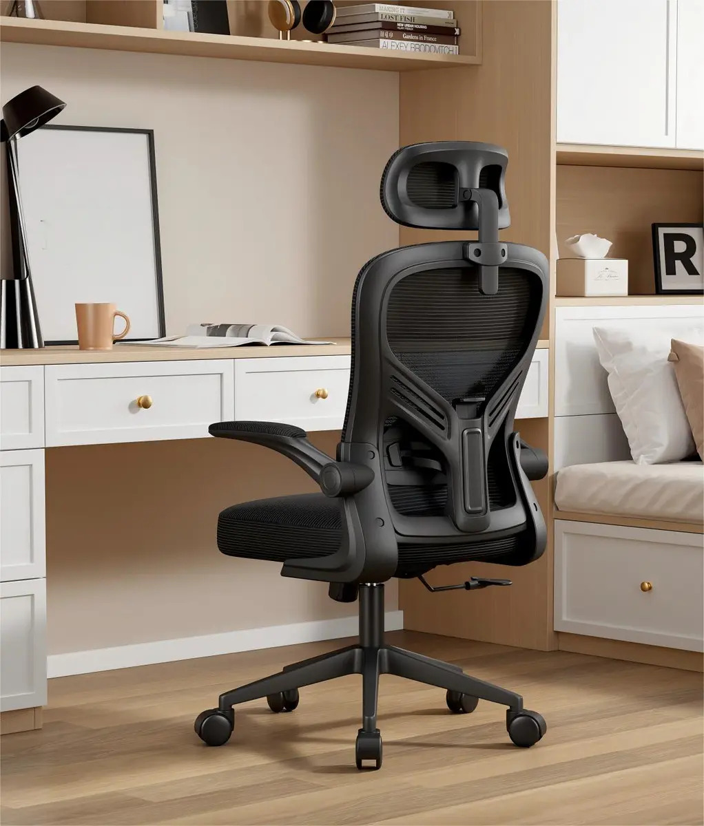 Silla De Escritorio Oficina Ergonomica Con Lumbar Ajustable Color Negro Completo Material del tapizado Algodón