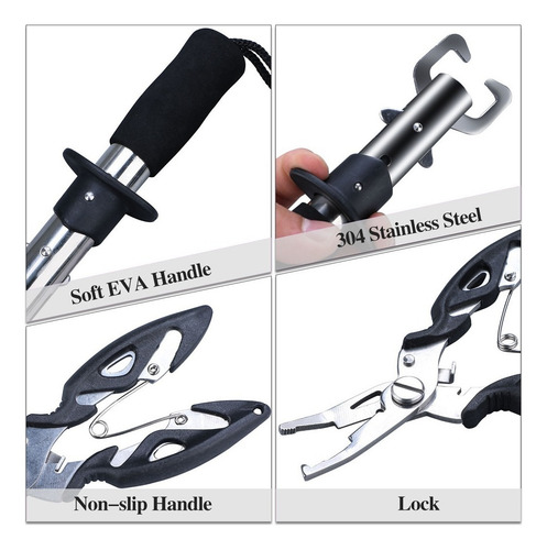 Kit Alicate Pega Peixe Inox Mais Alicate De Pesca Tira Anzol