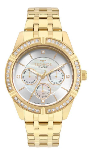 Relógio Technos Dourado Feminino Multifunção 6p79bs/1k