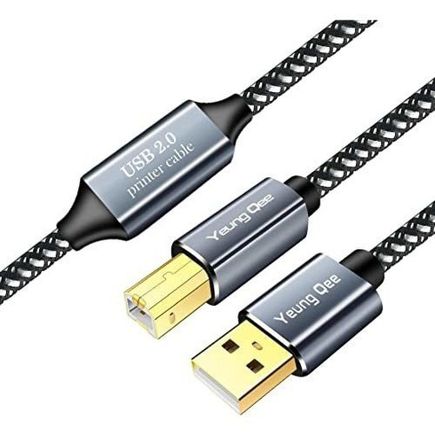 Cable Para Impresora Trenzado Usb-a Male- Usb-b Male 2.0 20m