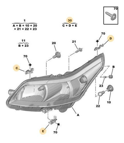 Kit Reparación Pata De Faro Delantero Izquierdo Citroën C4