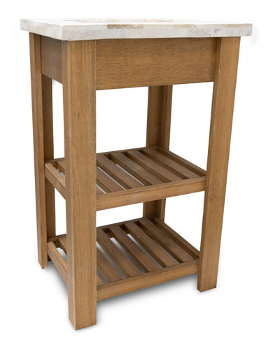 Imagen 5 de 8 de Vanitory Laqueado Eucalipto 50cm Bacha Travertino