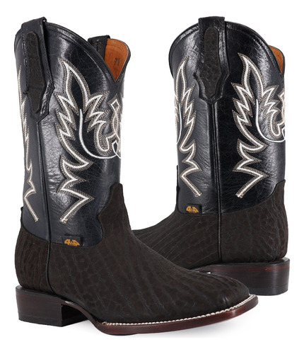Bota Vaquera Piel Cuello De Toro Original Para Hombre