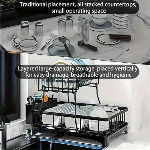Escurridor Para Platos 2 Niveles Con 360° Drenaje Dutomático