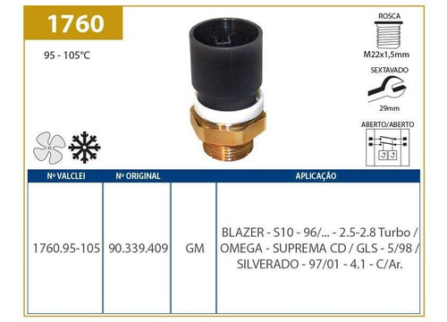 Interruptor Radiador Gm S10 2.8l Mwm Turbo Afterc 2000+