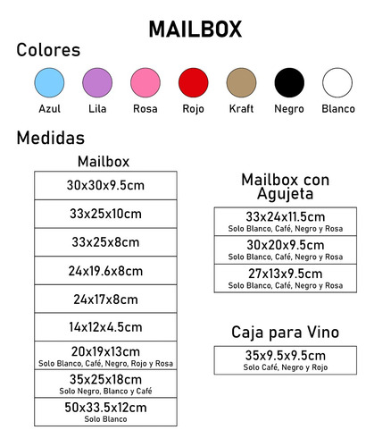 Mailbox 33x25x8 Cm. Caja De Envíos (4 Rosa 4 Café Y 4 Negro)