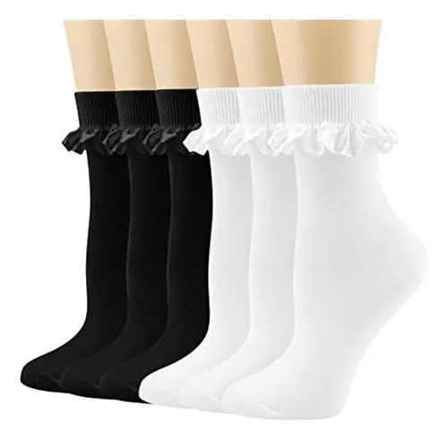 Bivolu Calcetines De Mujer Con Volantes De Encaje Con En Los