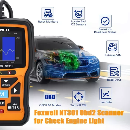 Foxwell Nt301 Obd2 Escáner Profesional Mejorado Obdii Lector