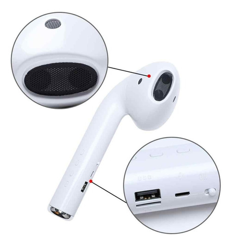 Parlante Portatil Recargable Con Forma De Earpod Bluetooth