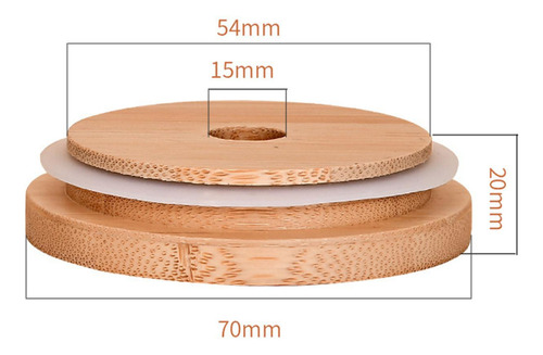 Tapa De Tarro De Bambú Reutilizable De 4 Piezas, Tapa 70 Mm