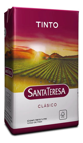 Vino Santa Teresa Tinto Clásico Caja Tetra 1 L Pack X 12