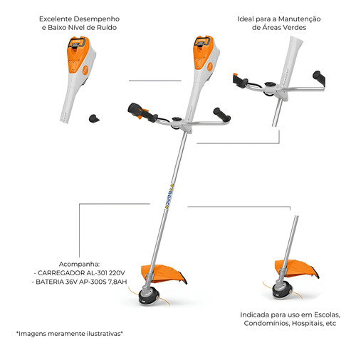 Roçadeira Stihl A Bateria Fsa 135 Profissional Completa
