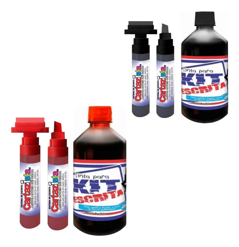Super Combo Canetão Duplo + 2 Tintas Não Metiq 500ml Kit Esc