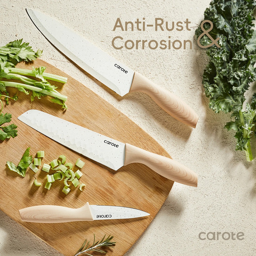 Carote Juego De Cuchillos De Cocina Con Protectores De 12 Pz Crema