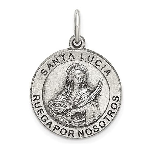 Plata De Ley 925 Vintage Española Medalla De Santa Lucía Col