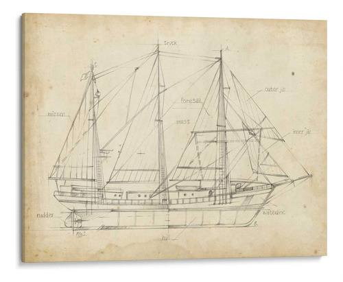 Canvas Lab Cuadro Blueprint Del Velero Ii 160x120