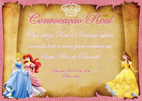 Imagem 1 de 1 de Arte Digital Convite Frete Grátis Pergaminho Princesa Alteza