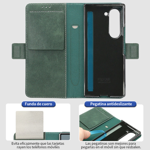 Funda De Piel Con Ranura Para Tarjetas Y Tapa Para Samsung Fold 5 6