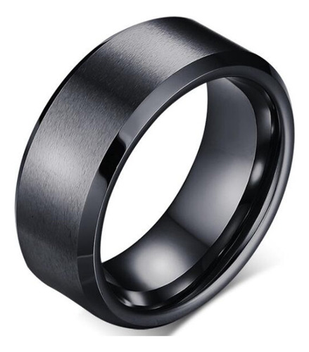 Anillo De Boda De Titanio Negro Mate Cepillado Y Acero Inoxi