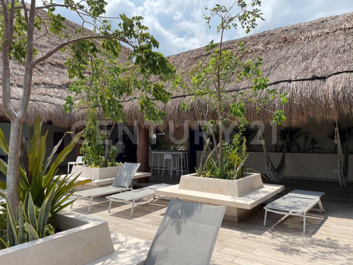 Renta Departamento Amueblado Con Terraza Privada Jacuzzi En Paramar Viva, Tulum