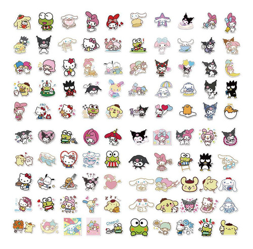 Kuromi Sanrio 100 Calcomanias Stickers Pvc Hello Kitty