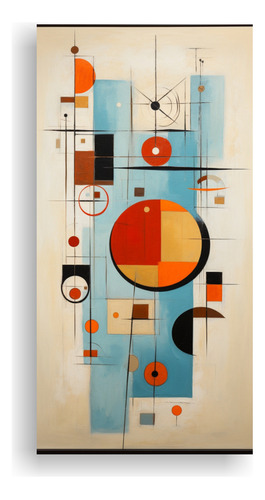 20x40cm Cuadro Abstracto Midcentury Modern Bastidor Madera