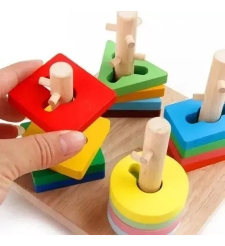 Juego De Madera Encaje Y Motricidad Fina Terapia Ocupacional Multicolor