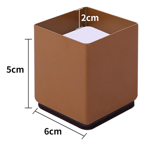 Pie De Pata De Muebles Autoadhesivo Cuadrado 6x5cm Marrón