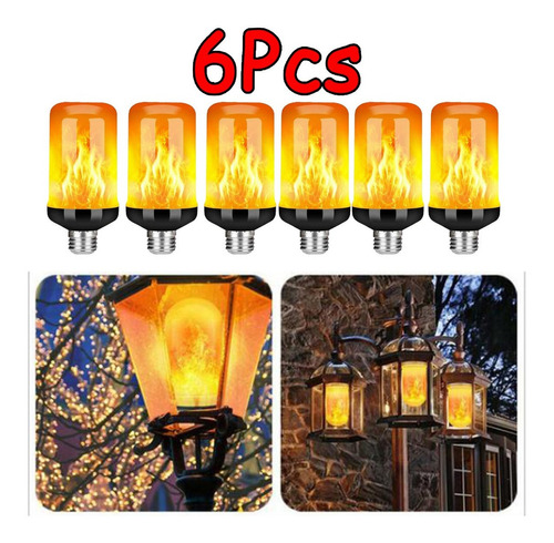 6 Lámparas De Llama Brillante 4 Modos De Efectos De Luz