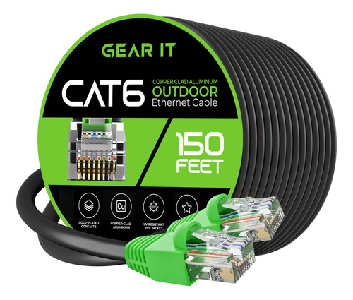 Gearit Cable Ethernet Para Exteriores Cat6 (150 Pies) Cca Re
