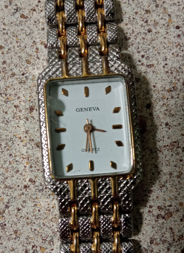 Reloj Geneva Quarzo Combinado Acero Y Chapa Oro Elegante. 